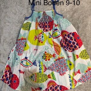 Mini Boden Vibrant Fish Print Kids Dress 9-10